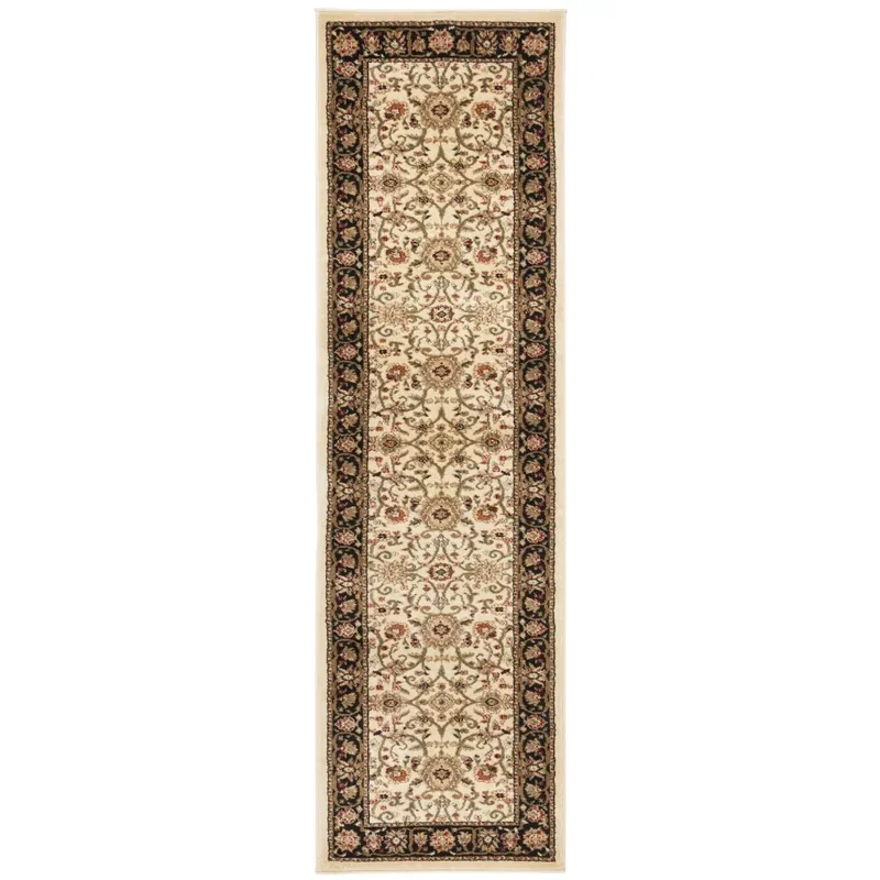 Tapete Heredad Floral en Marfil con Negro