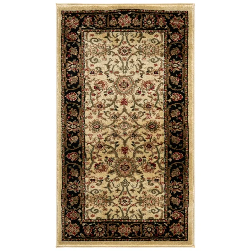 Tapete Heredad Floral en Marfil con Negro
