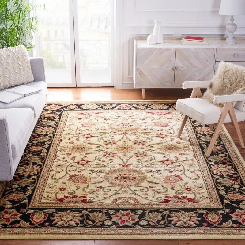 Tapete Heredad Floral en Marfil con Negro