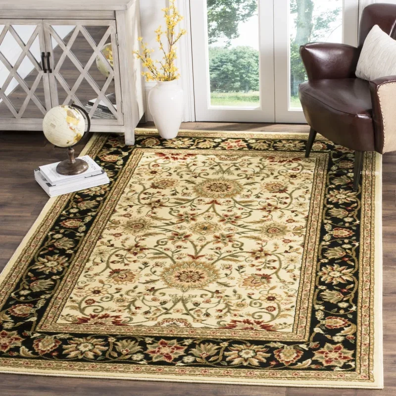 Tapete Heredad Floral en Marfil con Negro