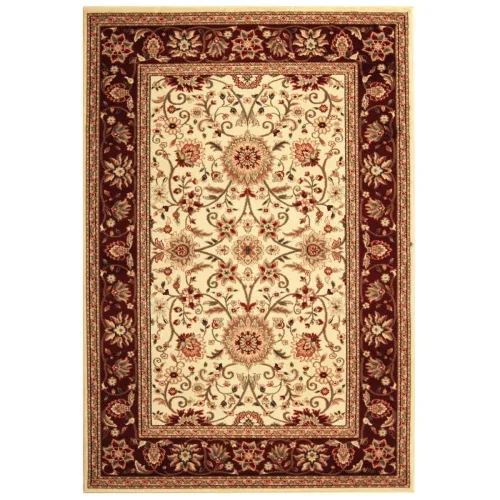 Tapete Heredad Floral en Marfil con Rojo