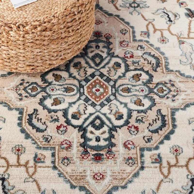 Tapete Heredad Medallón en Marfil con Beige