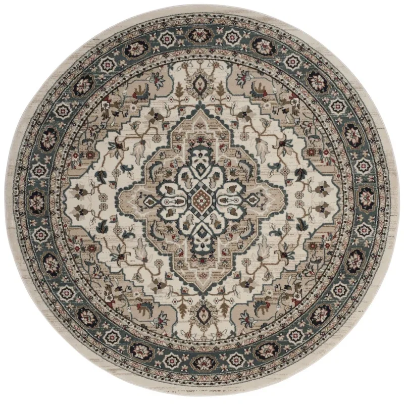 Tapete Heredad Medallón en Marfil con Beige