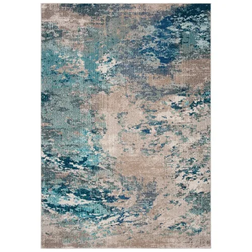 Tapete James Abstracto en Azul con Beige