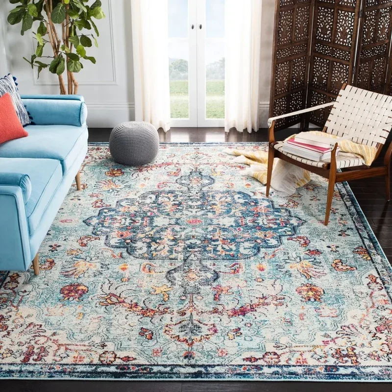 Tapete James de Ornamento Disperso en Azul