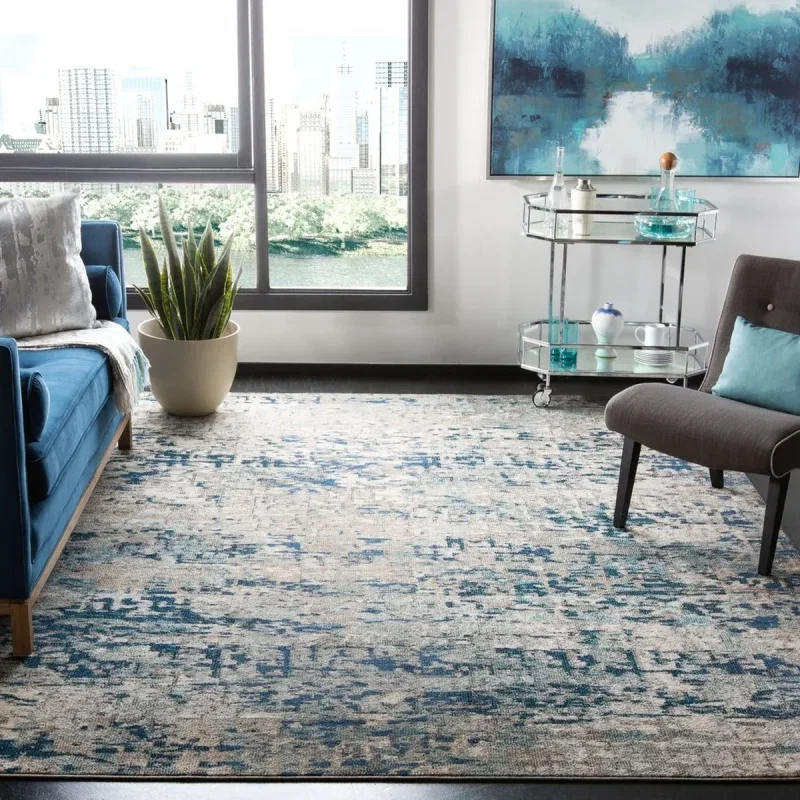 Tapete James de Textura Moteada en Gris con Azul