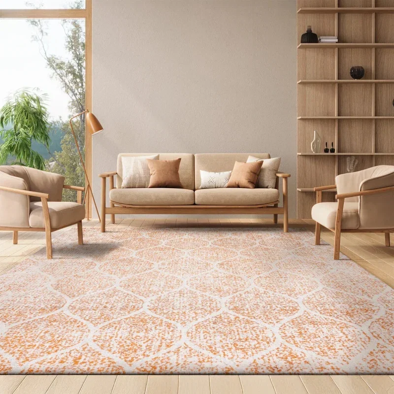 Tapete James Floral en Marfil con Naranja