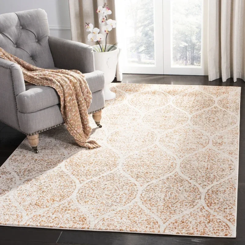 Tapete James Floral en Marfil con Naranja