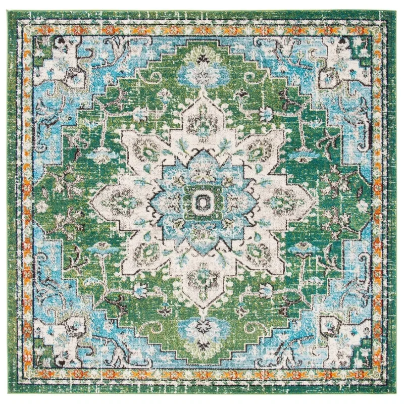 Tapete James Medallón en Verde con Azul