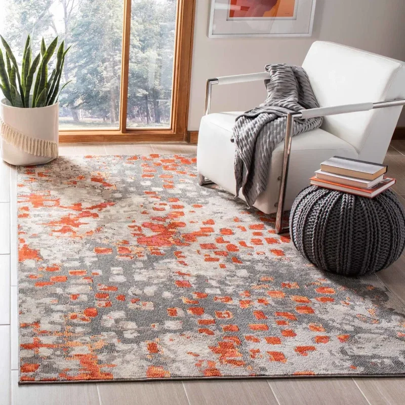 Tapete James Vintage Pátina en Gris con Naranja