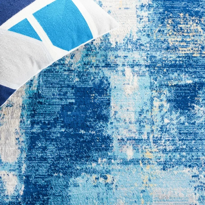 Tapete Jaspis Abstracto en Azul Marino con Marfil