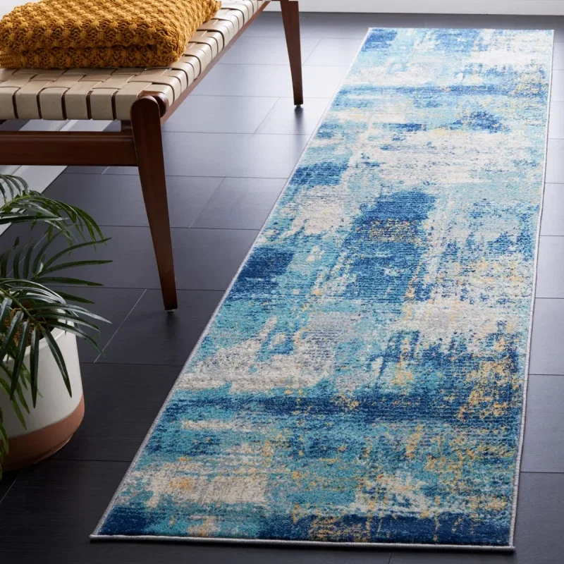 Tapete Jaspis Abstracto en Azul Marino con Marfil