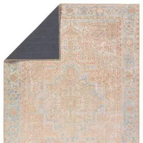Tapete Lavable Marquez Medallón en Beige y Azul