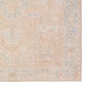 Tapete Lavable Marquez Medallón en Beige y Azul