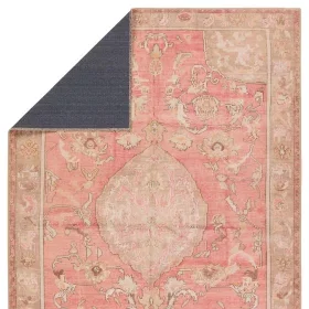 Tapete Lavable Marquez Medallón en Rosa y Beige