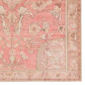 Tapete Lavable Marquez Medallón en Rosa y Beige