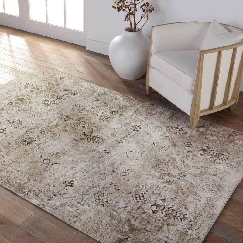 Tapete Nadia Tribal en Beige y Crema