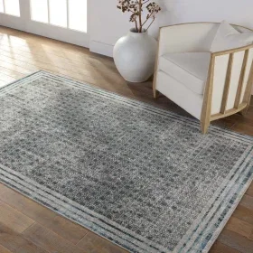 Tapete Nadia Tribal Enrejado en Gris y Azul