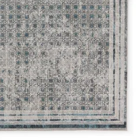 Tapete Nadia Tribal Enrejado en Gris y Azul