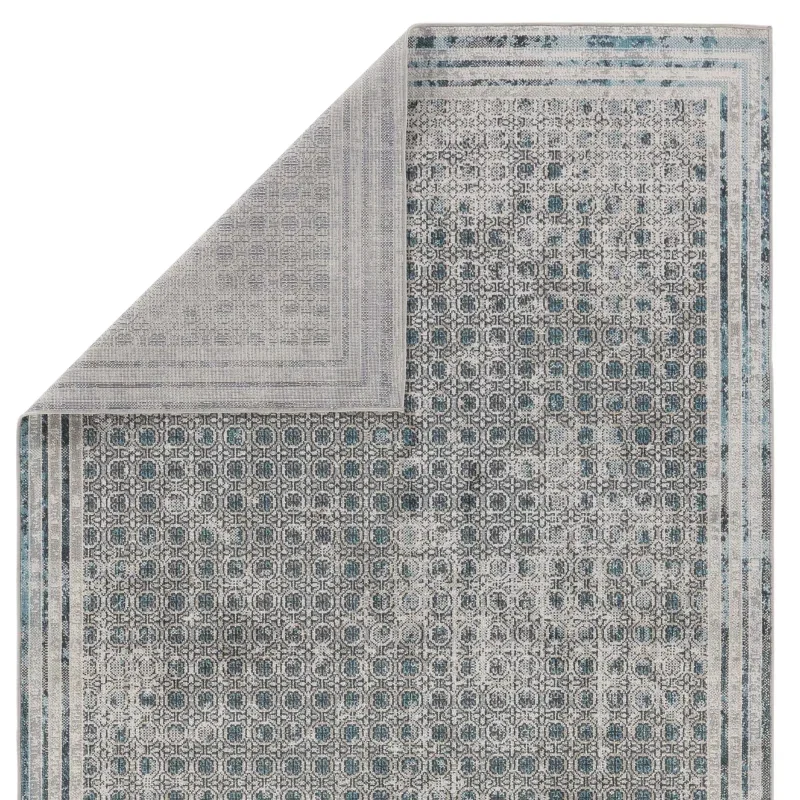 Tapete Nadia Tribal Enrejado en Gris y Azul