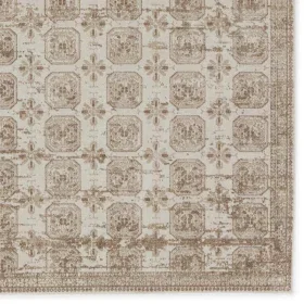 Tapete Nadia Tribal Enrejado en Marfil y Crema