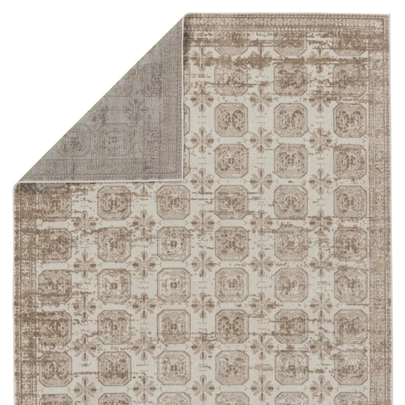 Tapete Nadia Tribal Enrejado en Marfil y Crema