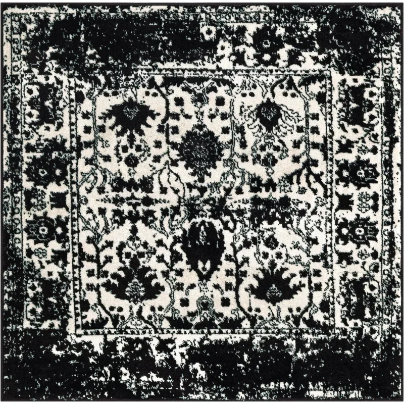 Tapete Oregon Floral en Negro y Blanco