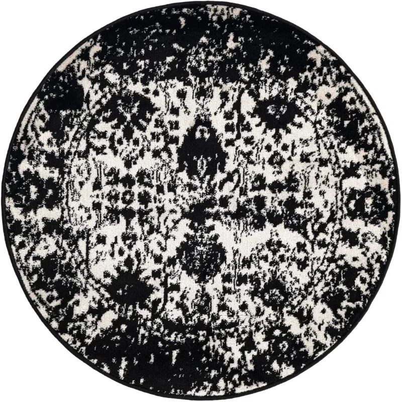 Tapete Oregon Floral en Negro y Blanco