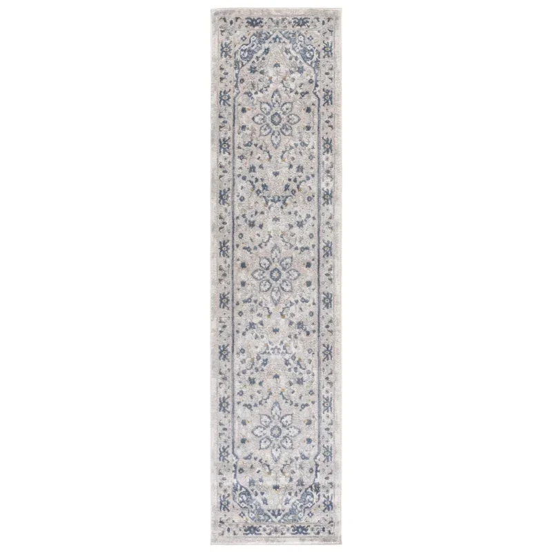Tapete Palmar de Flores Dispersas en Gris con Azul