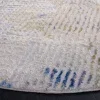 Tapete Palmar de Líneas Ondulantes en Beige con Azul