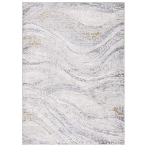 Tapete Palmar de Ondas Fluidas en Beige con Gris