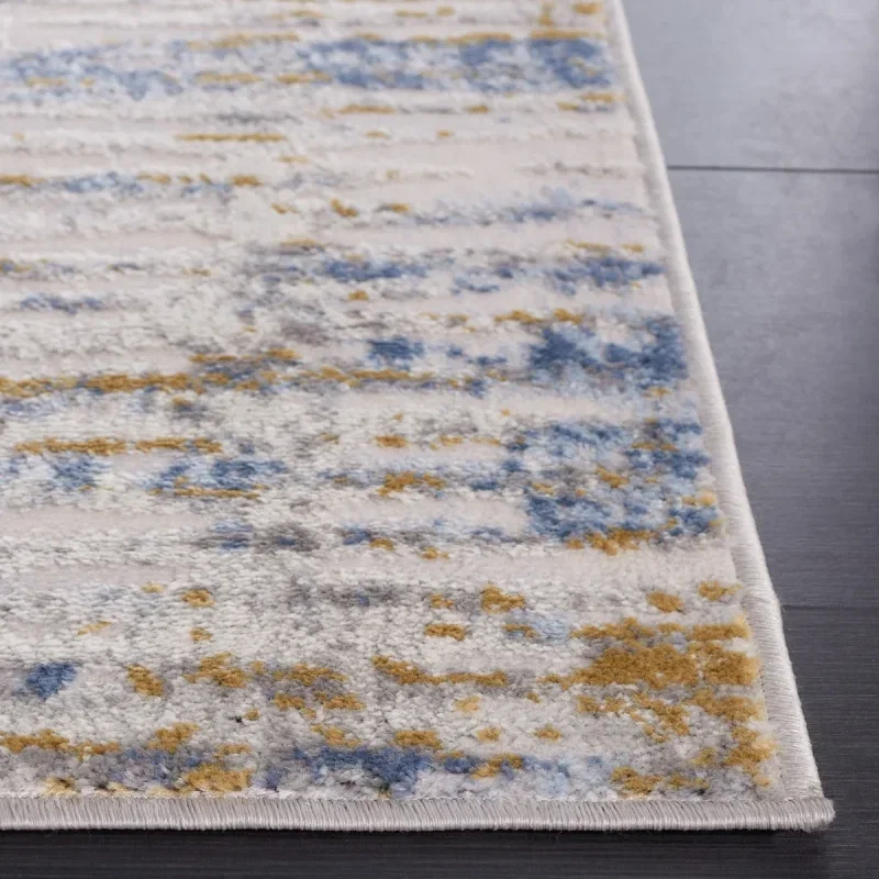 Tapete Palmar de Rayas Horizontales en Beige con Azul Claro