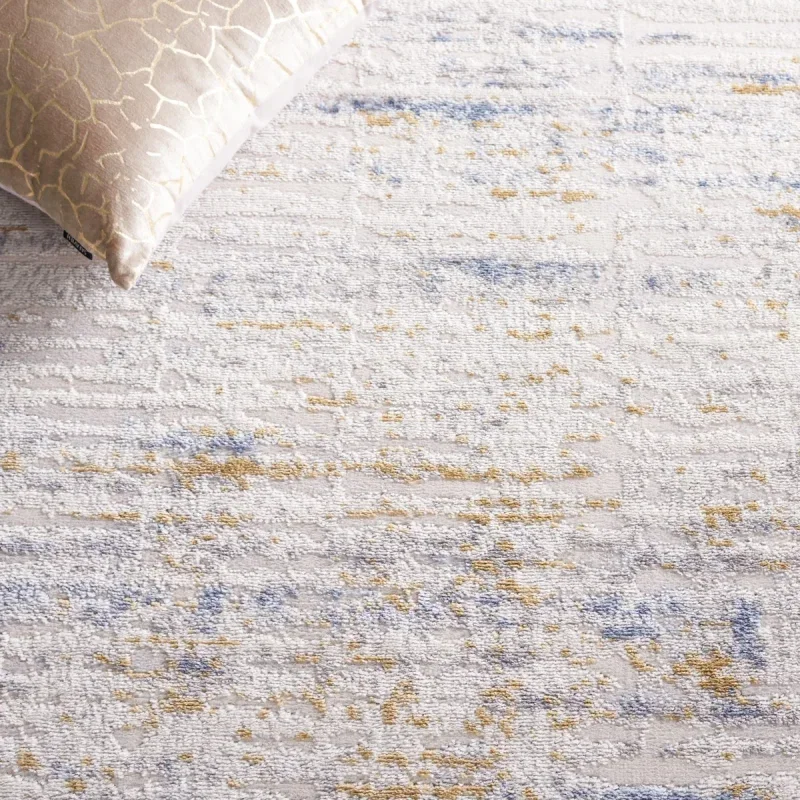 Tapete Palmar de Rayas Horizontales en Beige con Azul Claro