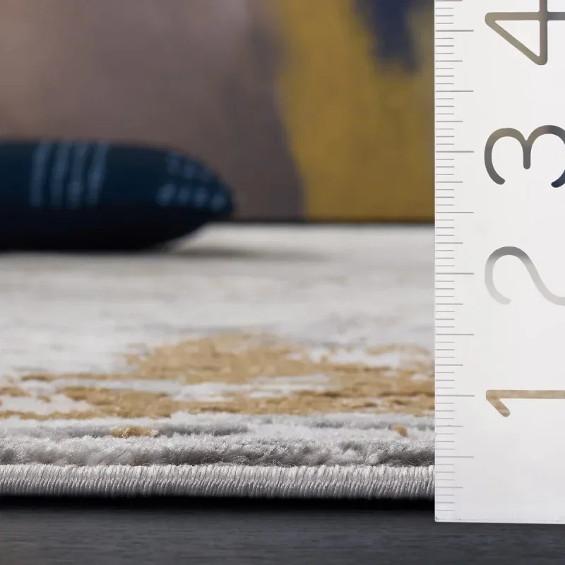 Tapete Palmar de Textura Desgastada en Gris con Dorado