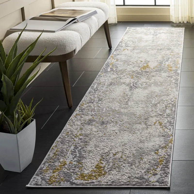 Tapete Palmar de Textura Desgastada en Gris con Dorado