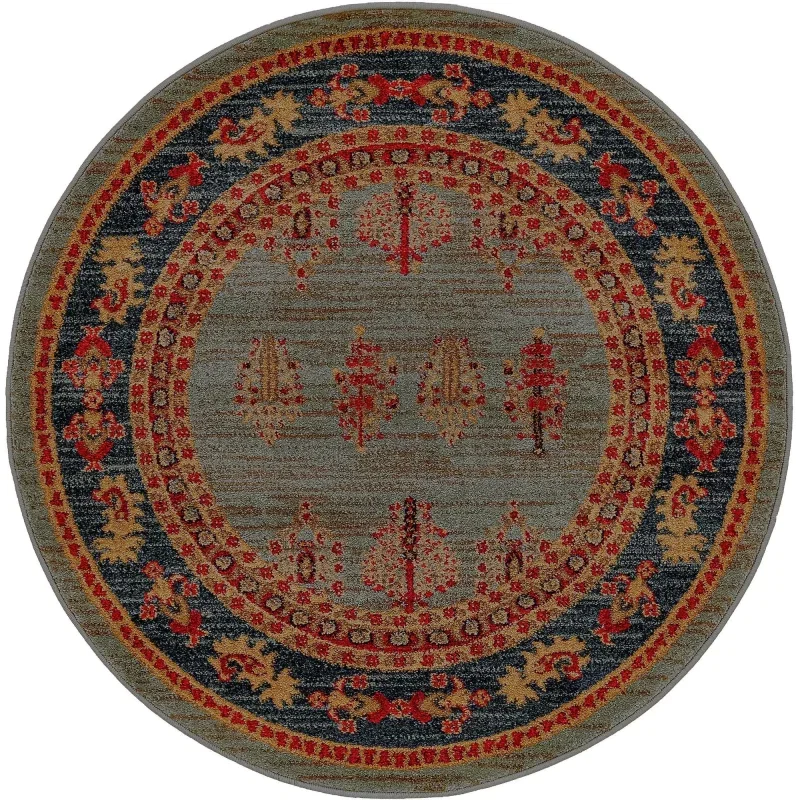 Tapete Persa Tribal Pictórico en Azul Claro