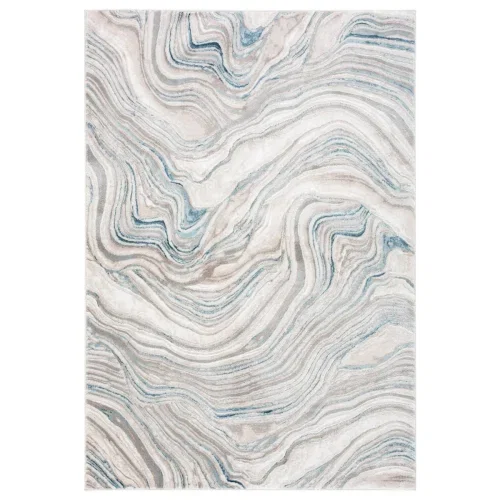 Tapete Prado Abstracto en Beige con Azul