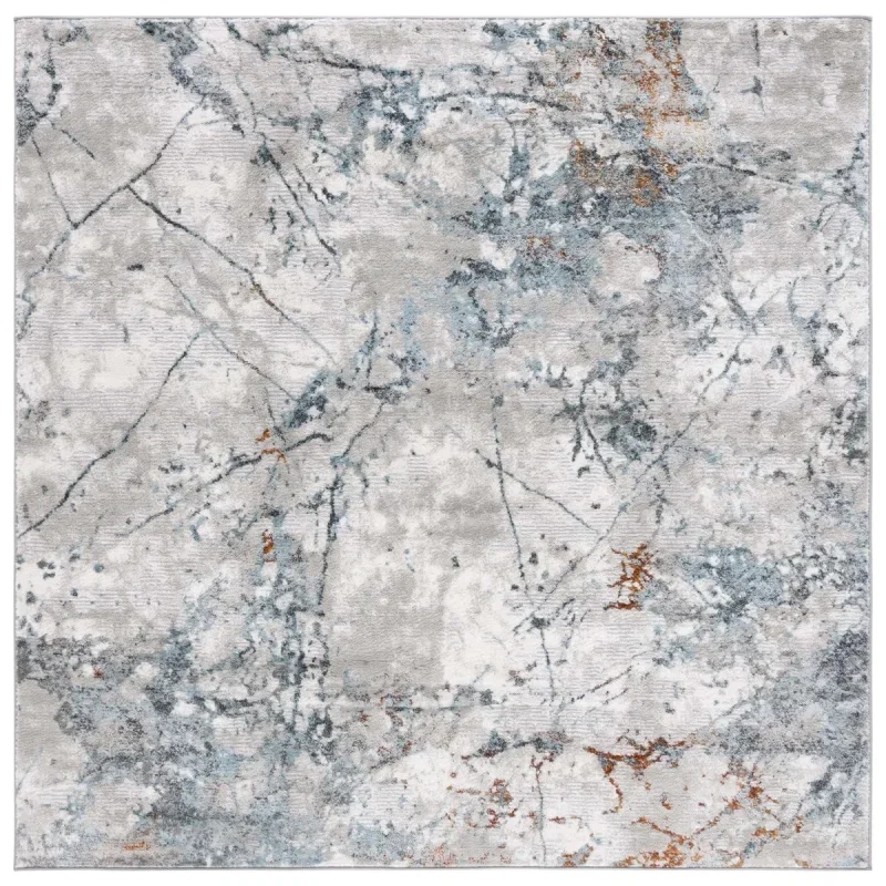 Tapete Prado Abstracto en Gris con Azul