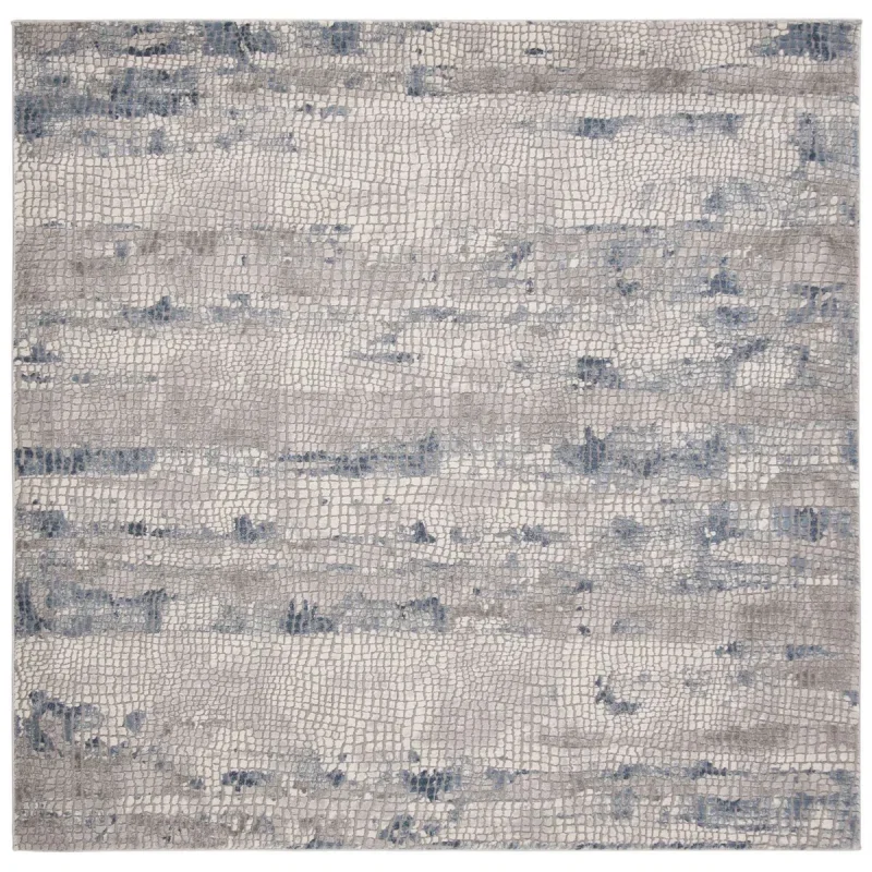 Tapete Prado Abstracto en Gris con Azul Marino