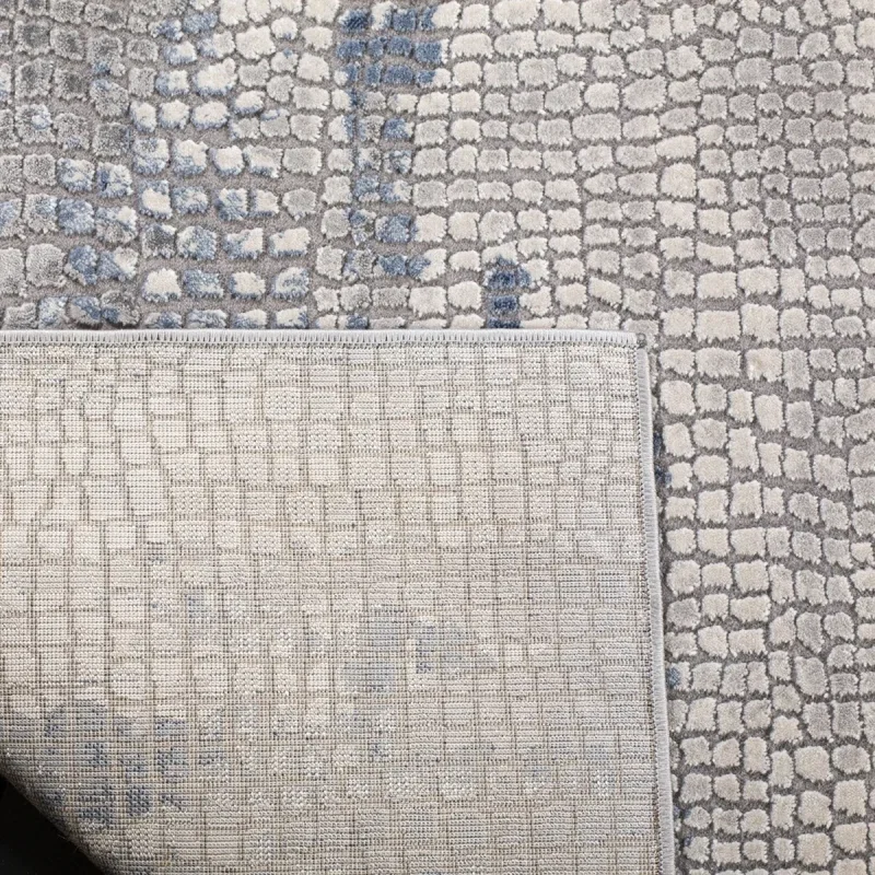 Tapete Prado Abstracto en Gris con Azul Marino