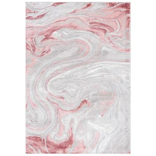 Tapete Prado Abstracto en Gris con Rosa