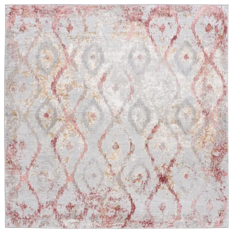 Tapete Prado Damasco en Gris con Rosa