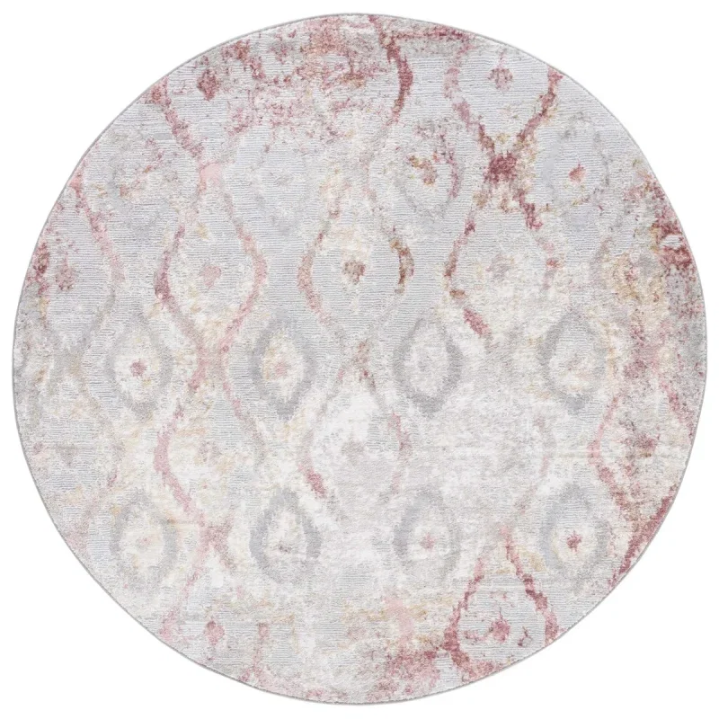 Tapete Prado Damasco en Gris con Rosa