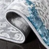 Tapete Prado de Brochazos Desgastado en Gris con Azul