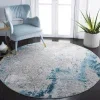 Tapete Prado de Brochazos Desgastado en Gris con Azul