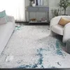 Tapete Prado de Brochazos Desgastado en Gris con Azul