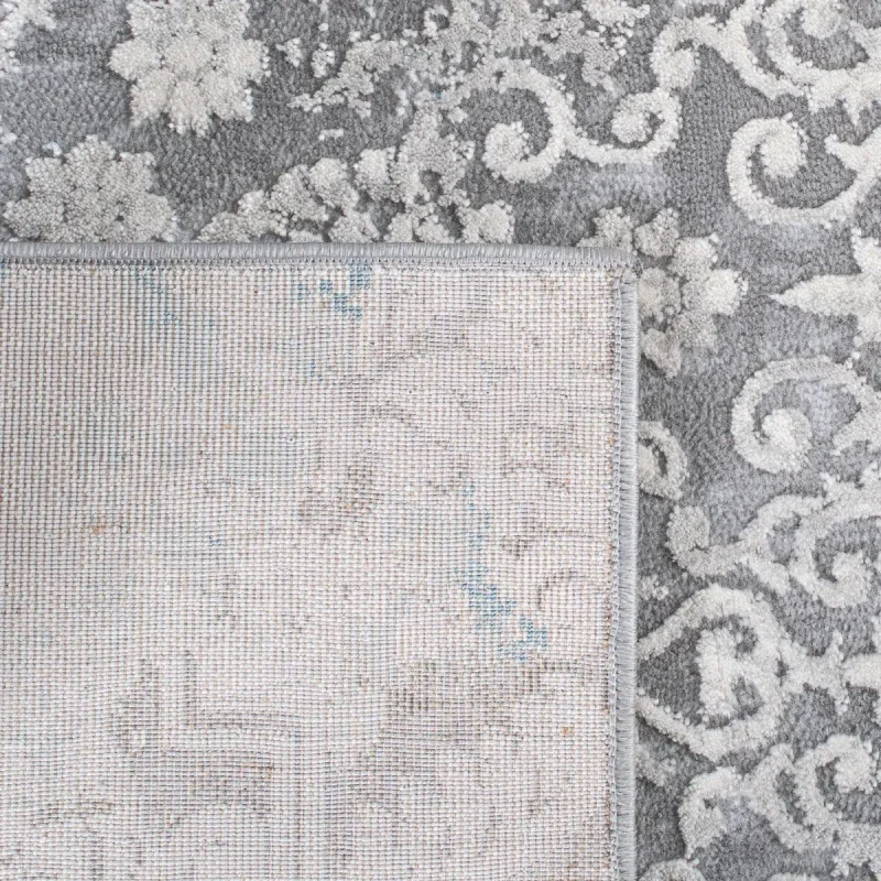 Tapete Prado de Brochazos Desgastado en Gris con Azul