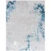 Tapete Prado de Brochazos Desgastado en Gris con Azul