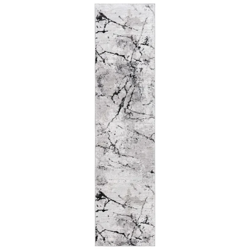 Tapete Prado de Ramas Dispersas en Gris con Negro