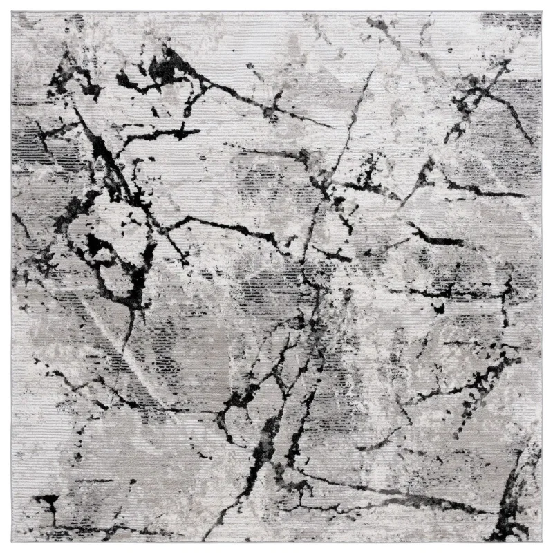 Tapete Prado de Ramas Dispersas en Gris con Negro